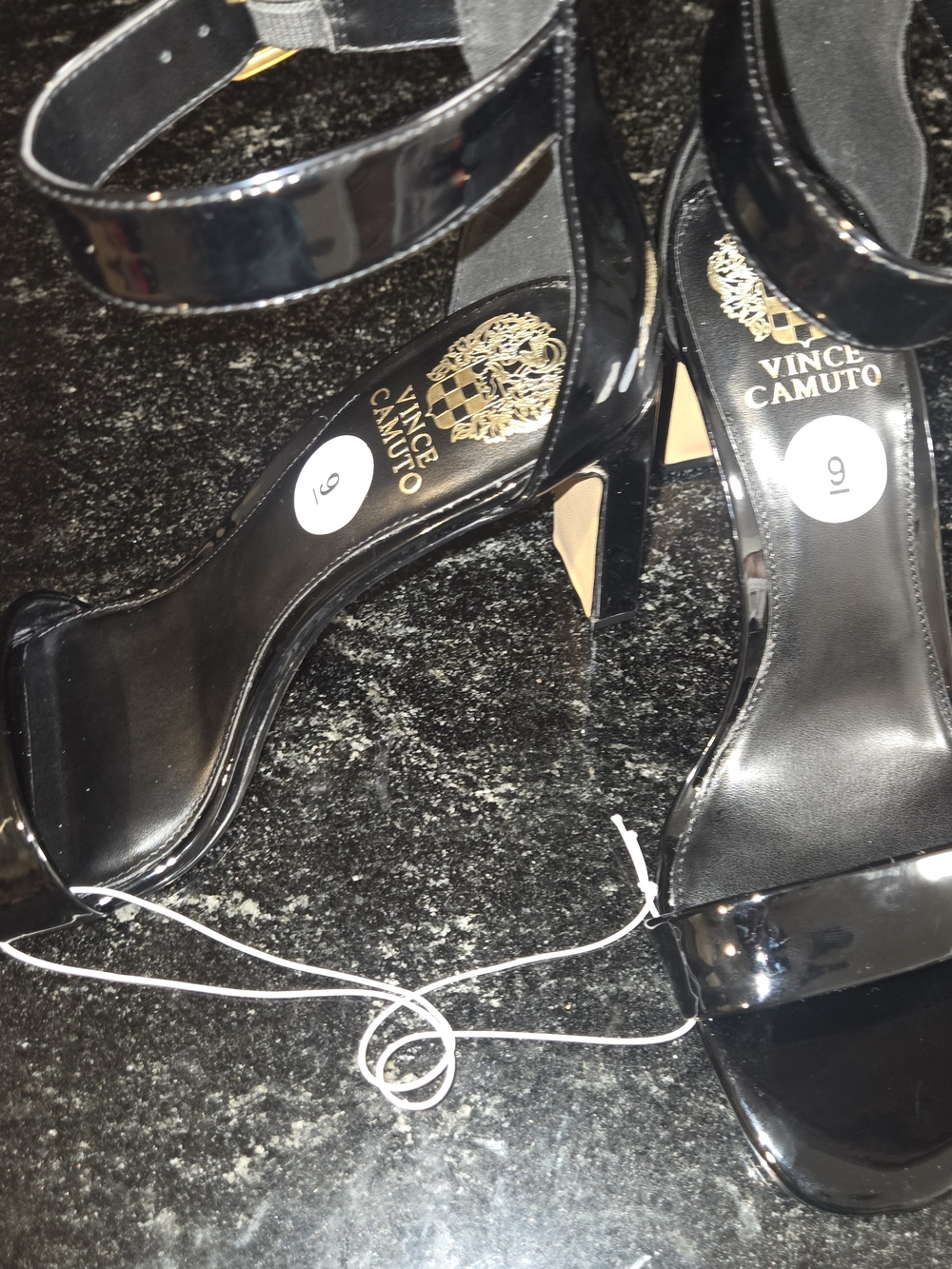 Vince Camuto Black Patent Ankle Strap Heels - Picture 3 of 6